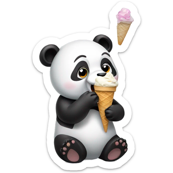 Panda eating ice cream sticker