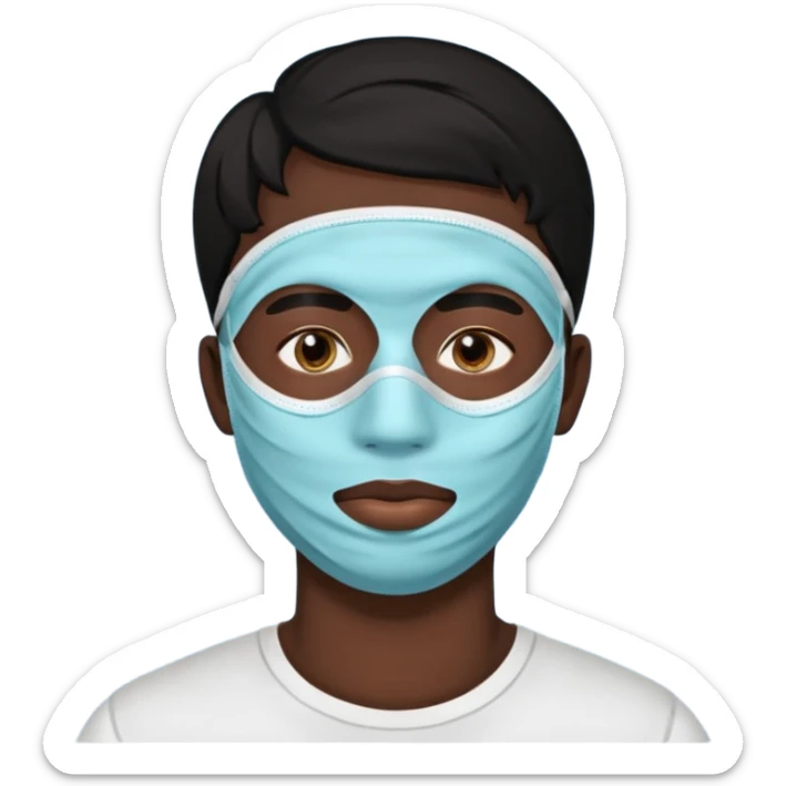 black hair man, Skincare  face mask , alovera on eyes sticker