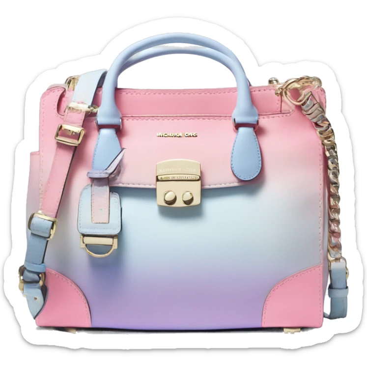 Realistic isolated pastel pink,pastel blue,bubblegum pink,and periwinkle ombre Michael Kors satchel purse.  sticker