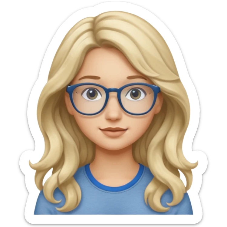 Fille 20ans qui a des cheveux long et blond et wavy avec des lunettes et des yeux bleu- gris sticker