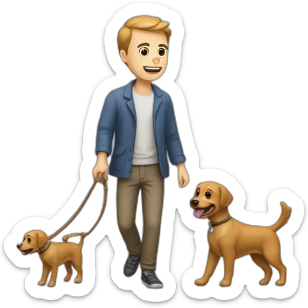 Homme qui se fait poursuivre pars un chien sticker