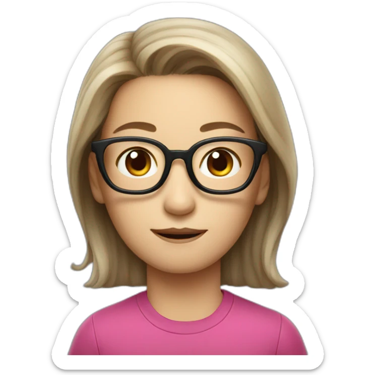 Tim cook with a brown hair Korean girl with eyeglasses sticker