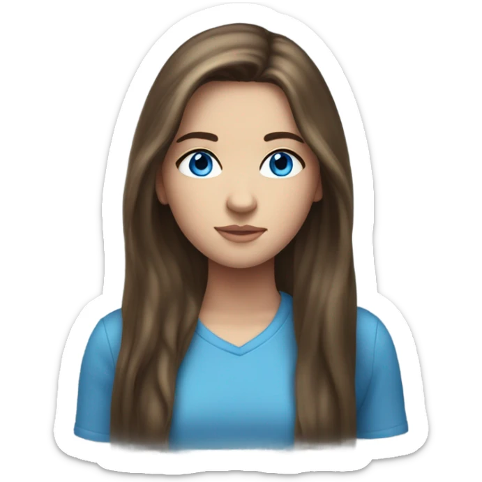 Beautiful teenage girl, long hair, brunette, blue eyes sticker