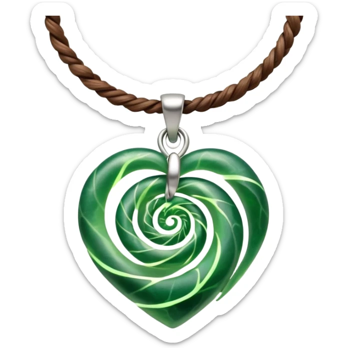 Moana's necklace with heart of Te Fiti green spiral stone sticker