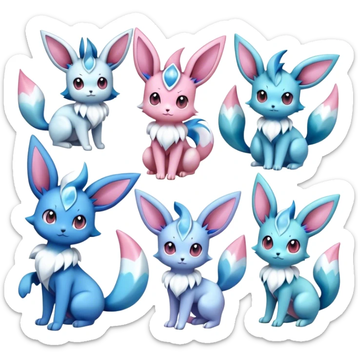 Kawaii Sylveon-Glaceon-Vaporeon-Espeon-Pokemon full body sticker