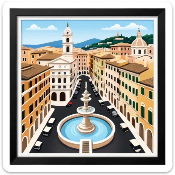 piazza di spagna with barcaccia view from up above
no square style no frame png style 
 sticker