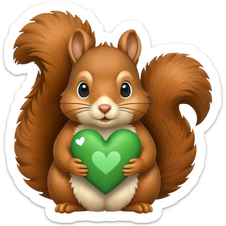 Squirrel in a heart with a green mental Health Awearness ribbon sticker