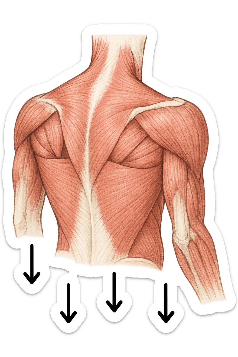 muscoli della spalla anatomia senza scritte fammi solo delle frecce ad indicare che la spalla deve abbassarsi sticker