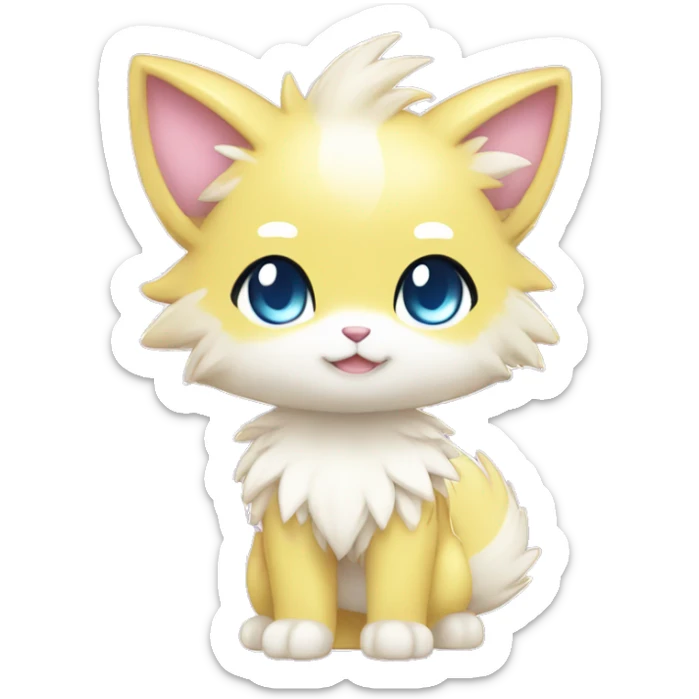 Cute Cool Kawaii Beautiful Pretty Chibi Fur-Sona Shiny Colorful Sparkly Fakemon Full Body sticker