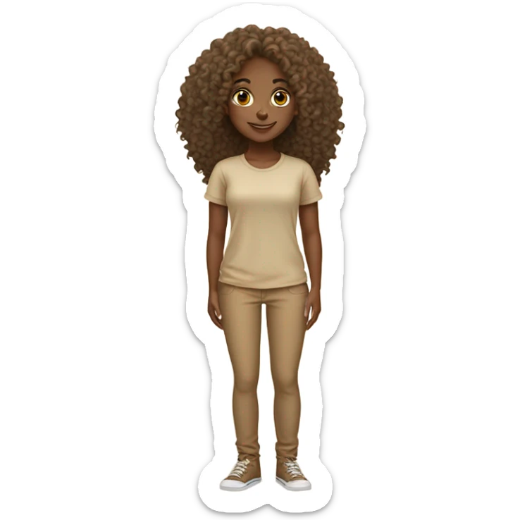 Cute black girl with curly honey blonde hair tan shirt sticker