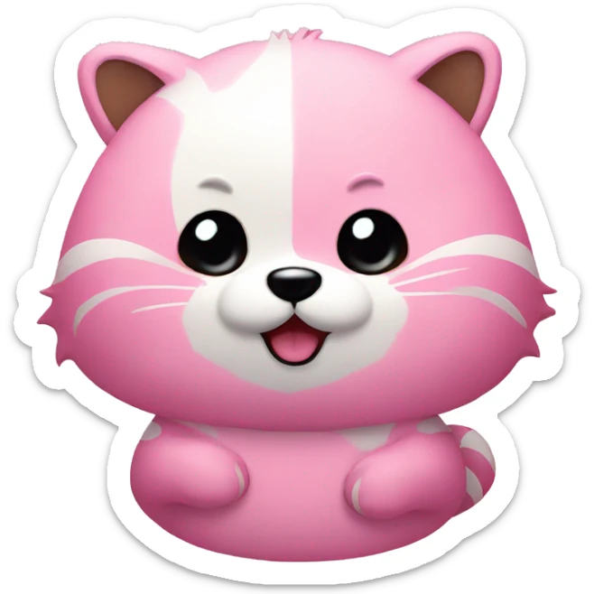 The round face and pink raccoon, Sanrio. The eyes are round sticker