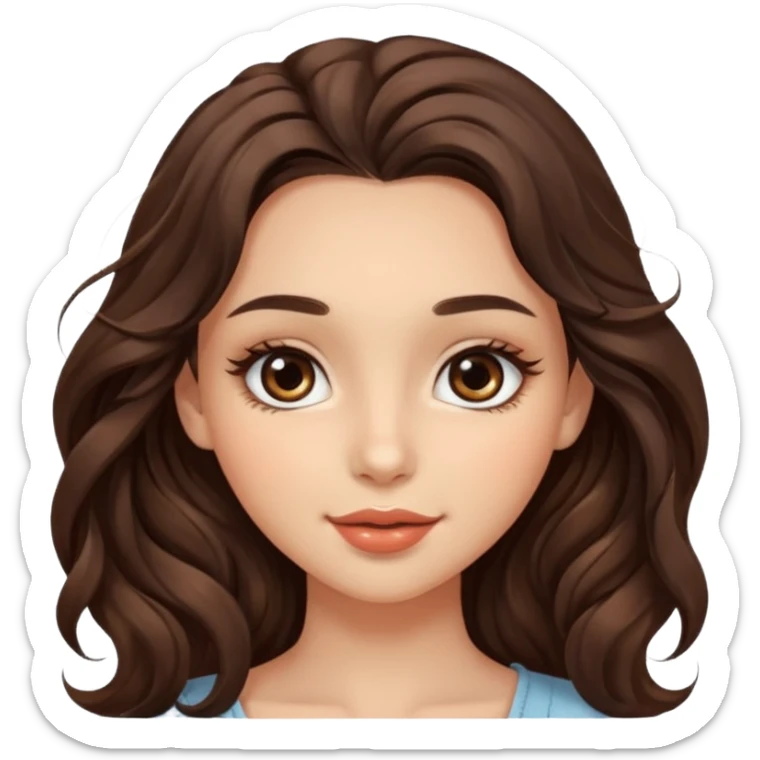 big brown eye very long lashes wavy dark brown hair wheat skin beautiful kissed girl  sticker