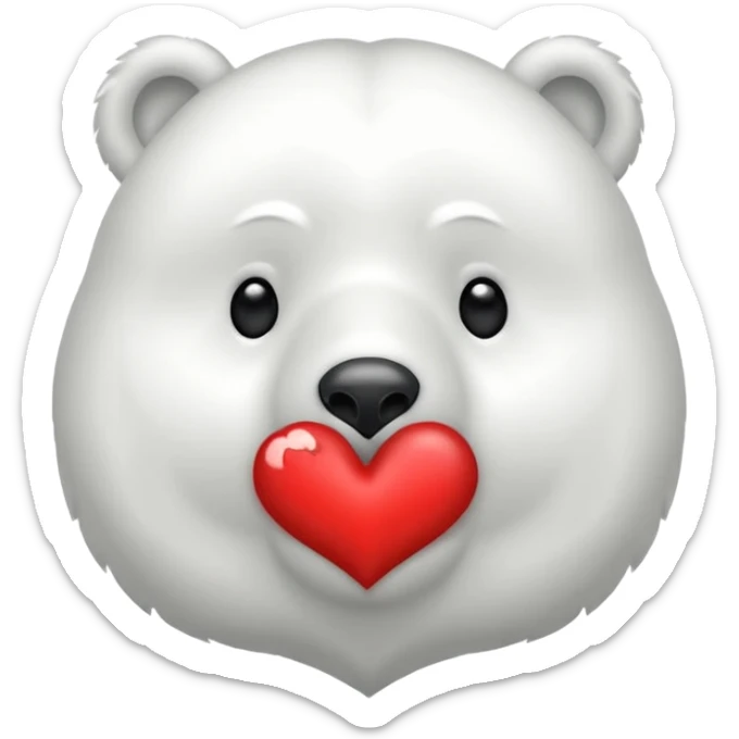 Puedes hacer a un oso polar que este mandando un beso el cual que de su boca salga un corazón Haci 😘 sticker