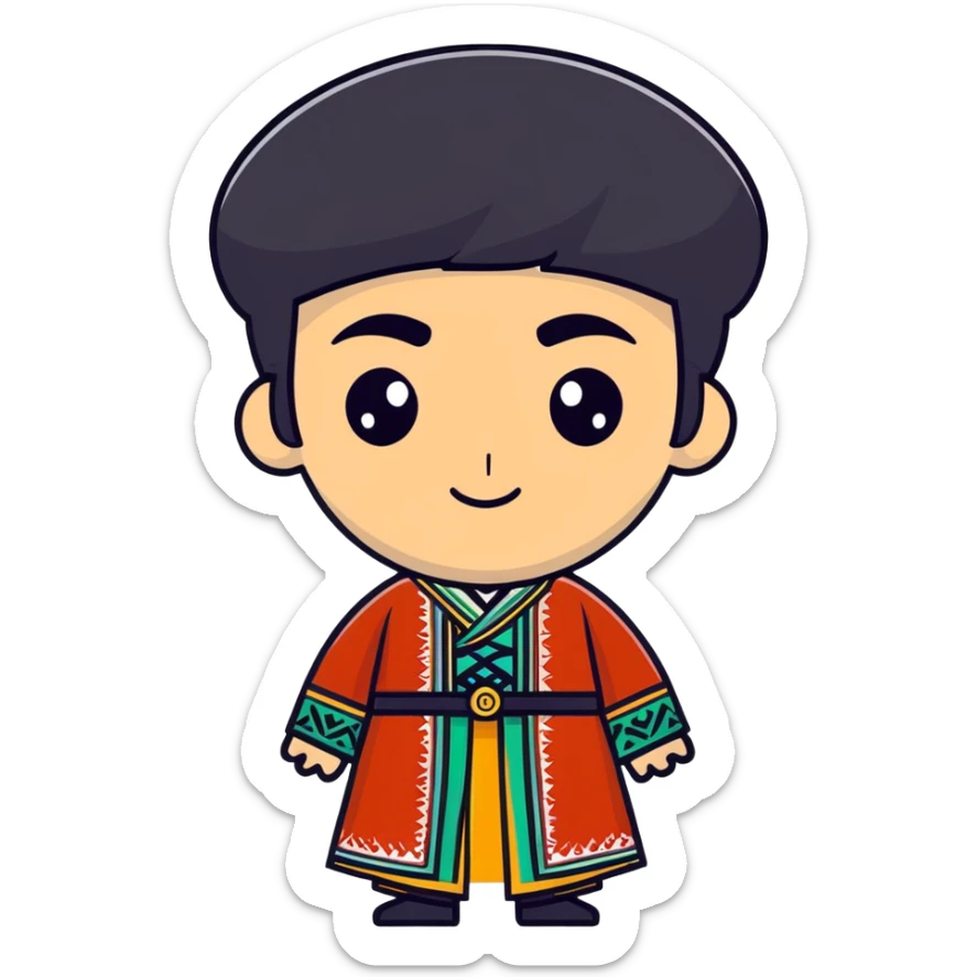 Man black hair and black eyes all body and uzbek wear the real man real man!!! sticker