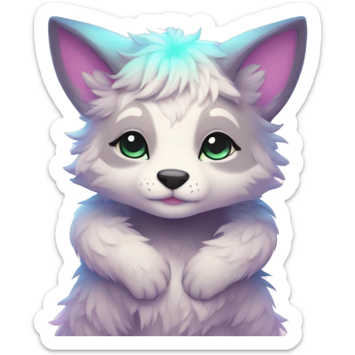 Full body Kawaii bright fantasy ethereal anthro fursona animal sticker
