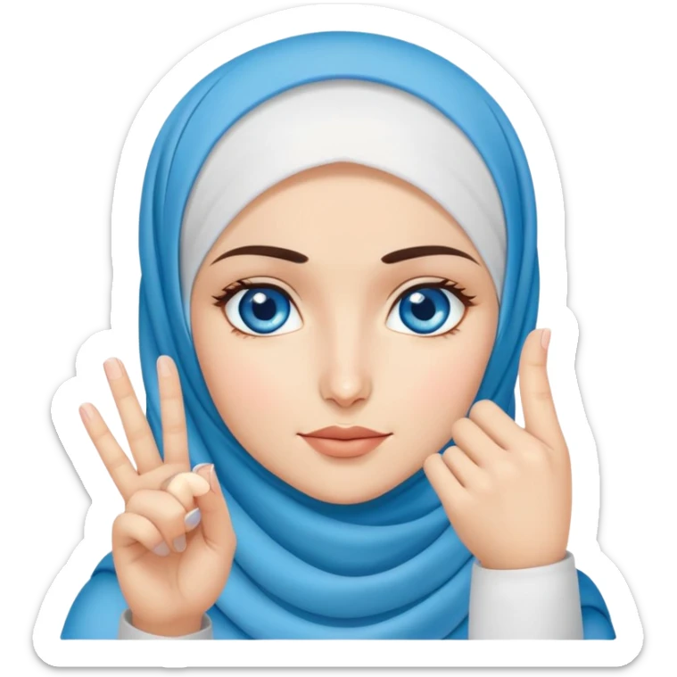 Turkish beautiful finish Konya girl blue eyes with hijab and says no with her finger  sticker