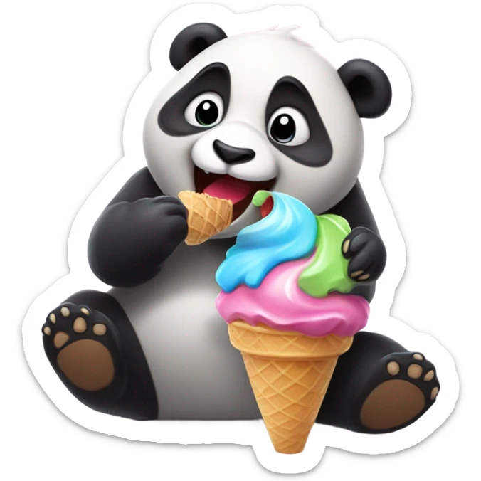 Panda eating ice cream sticker