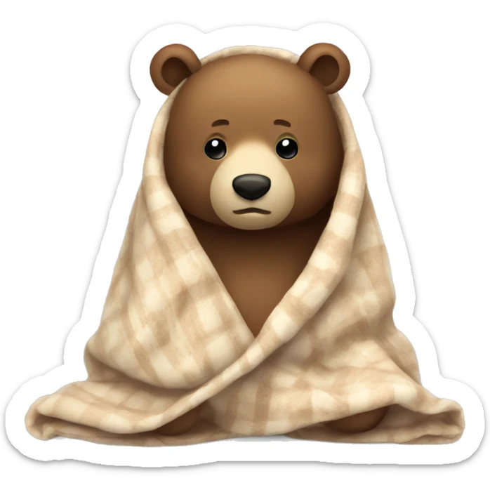 bear cozy in blanket sticker
