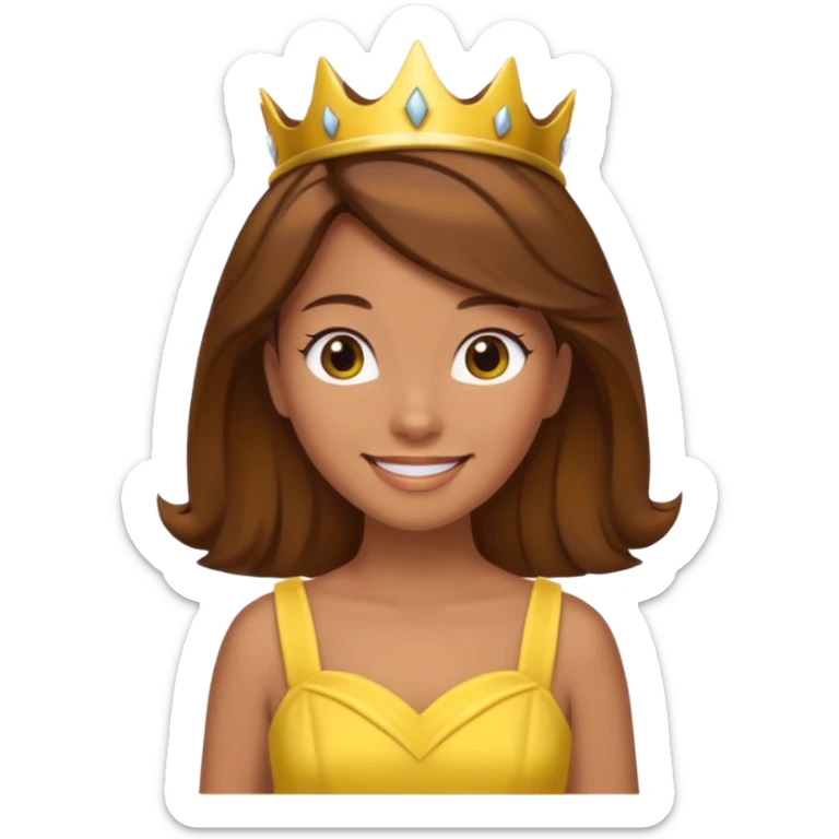 Princess daisy yelllow dress standing with brown hair sticker