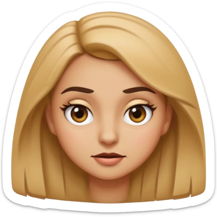 expressive iOS-style emoji of a sassy girl, head tilted, eyes squinting, playful smirk, one eyebrow raised, hand on hip, dramatic petty look sticker