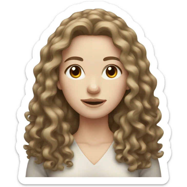 Woman with pale skin and long curly brown hair  sticker