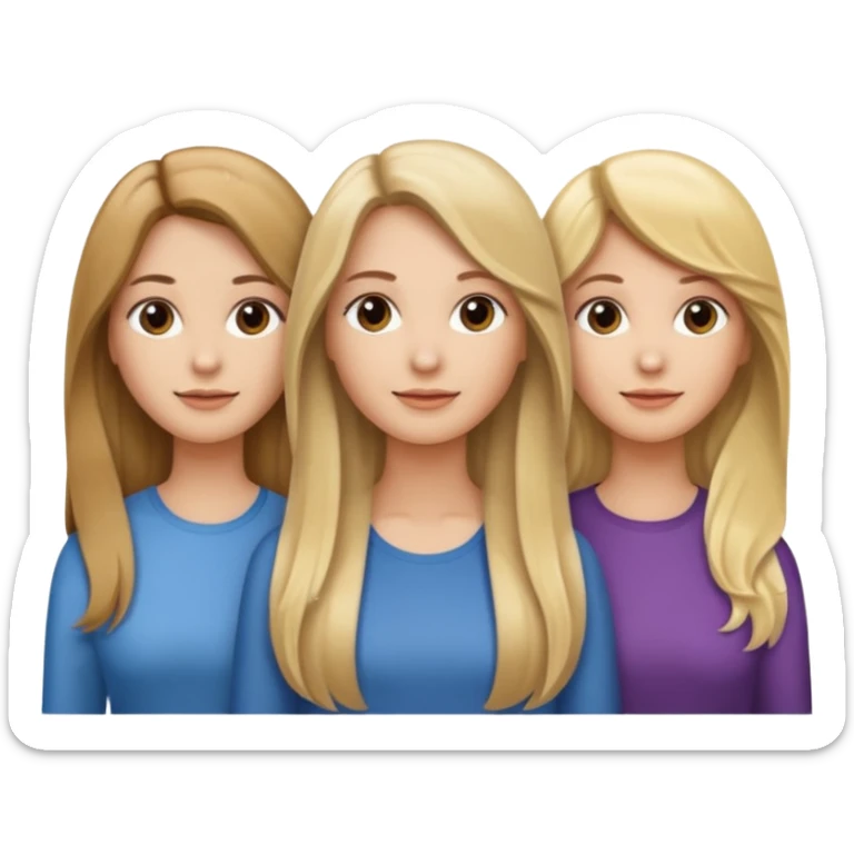Uma cabelo loiro lizo e grande outra cabelo ondulado meio castanho meio loiro e outra lizo castanho sticker