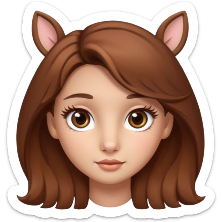 Make a cute girl deer with brown hair and big brown eyes give her cute lashes sticker