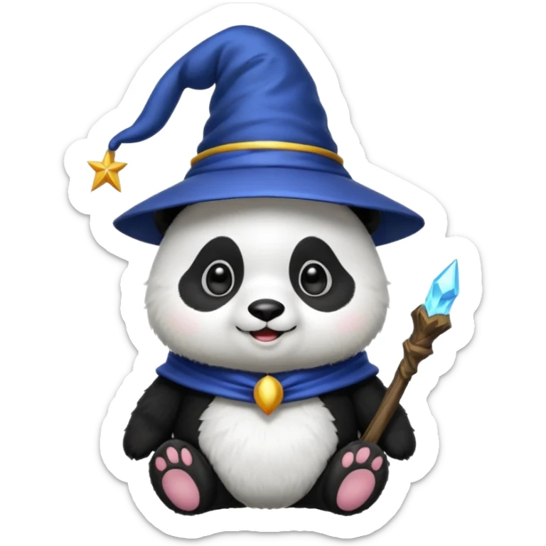 Chcę Pandę która ma czapkę czarownika i która jest kolorach biało-czarnych sticker