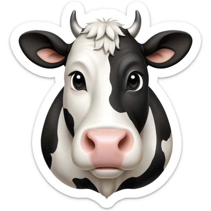 cinematic-noble-black-and-white-cow-portrait-emoji,-poised-and-regal,-with-a-large,-sturdy-build-and-a-beautifully-patterned-hide-of-rich-black-accented-by-crisp-white-patches,-deep-set-soulful-brown-eyes,-simplified-yet-sharp-and-sophisticated sticker