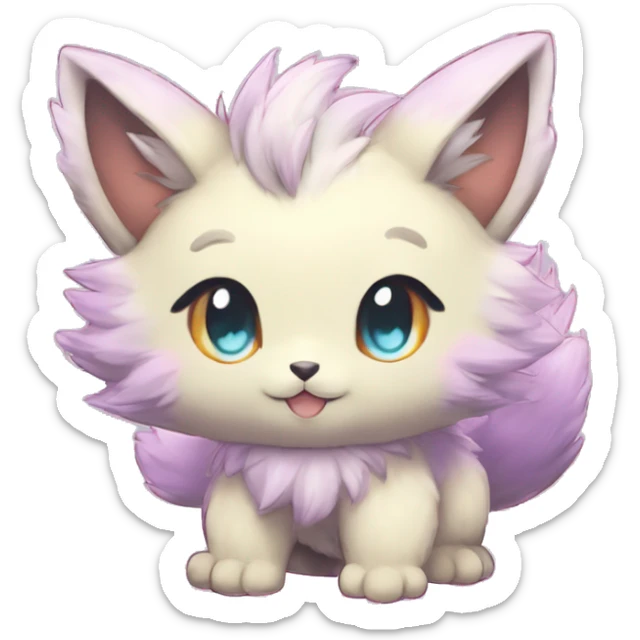Anthro Scalie Fluffy Cool Cute Magical Shiny Colorful Pastel Sparkle Kemono-style Chibi Fantasy-Animal-Fakémon-Pokémon-Hybrid Fur Sona Aesthetic Full Body sticker