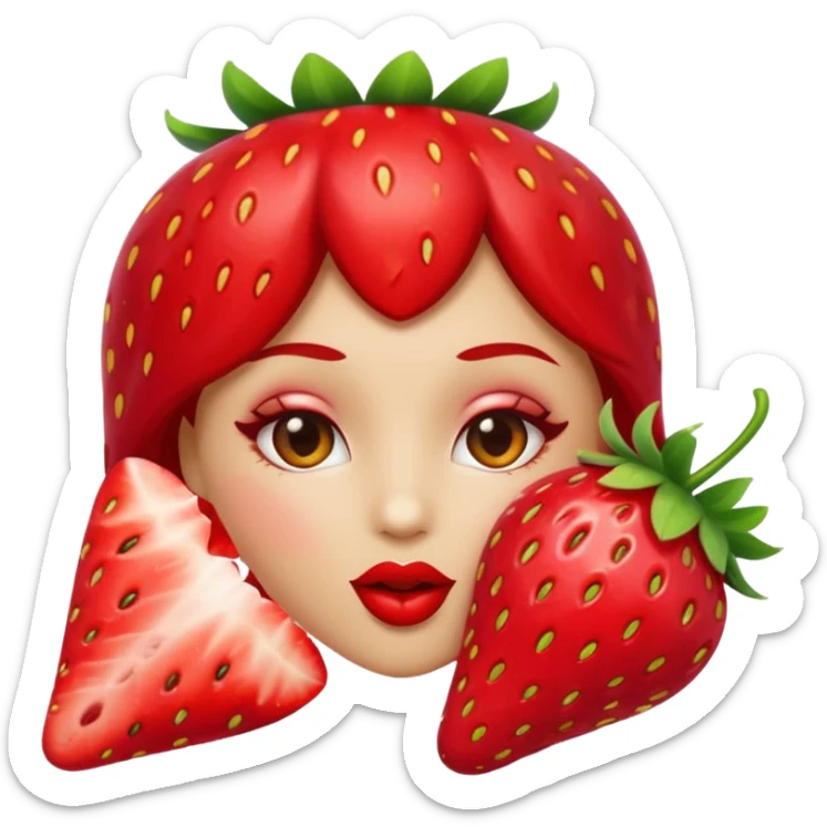 strawberry 🍓 and red kiss 💋 fashioned stylish little emoji for “slay” reaction sticker