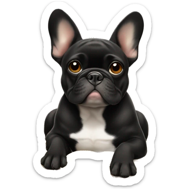 Black-and-tan French bulldog laying on big pile of gold coins sticker