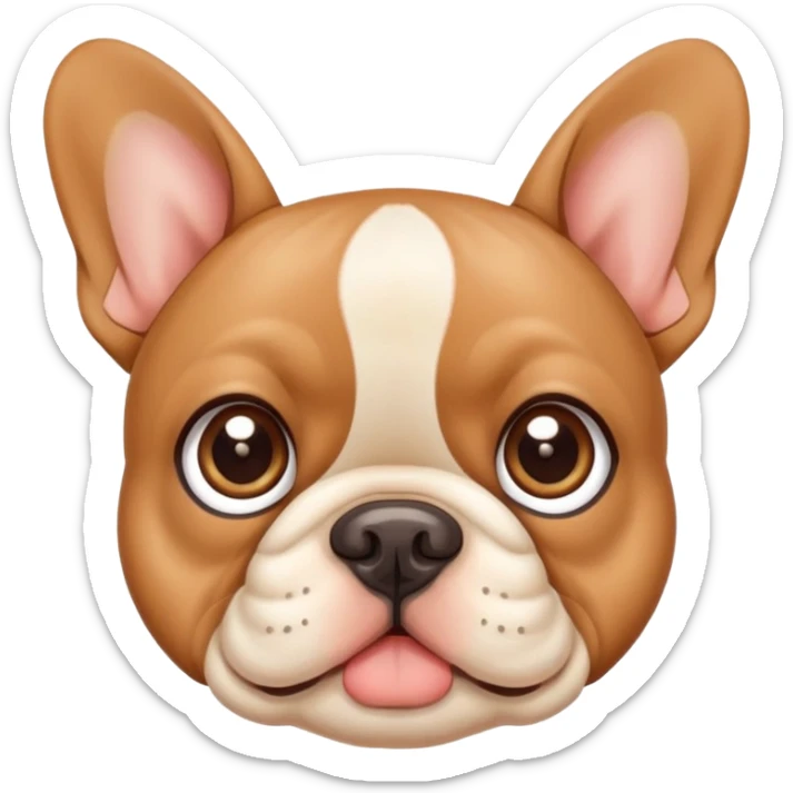 cute tan french bulldog face with big eyes and flat nose sticker
