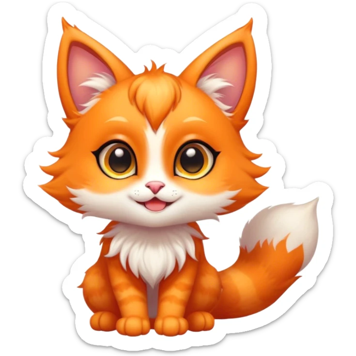 Kawaii bright fantasy ethereal anthro feline fursona animal creature sticker
