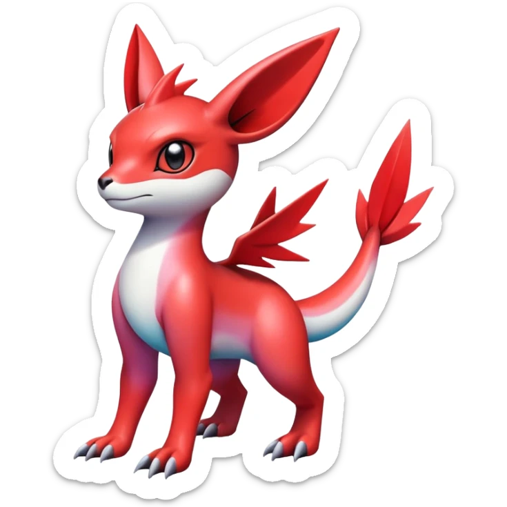  Cute Shiny Exotic Colorful Guilmon-Latias-Koraidon-Umbreon-Fakémon-hybrid-creature (full body)  sticker