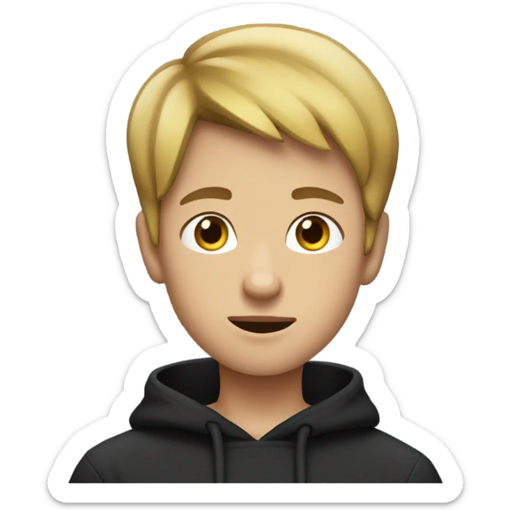 boy with short hair smokes wearing a black hoodie sticker