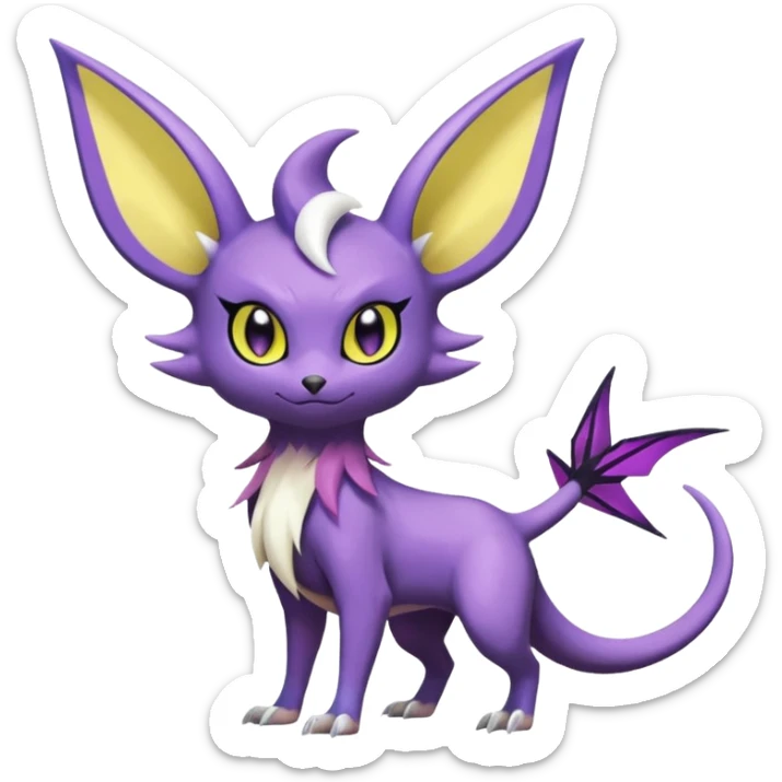 Shiny Cute Noibat-Noivern-Espeon-Silvally-Fakémon-hybrid-creature (full body)  sticker