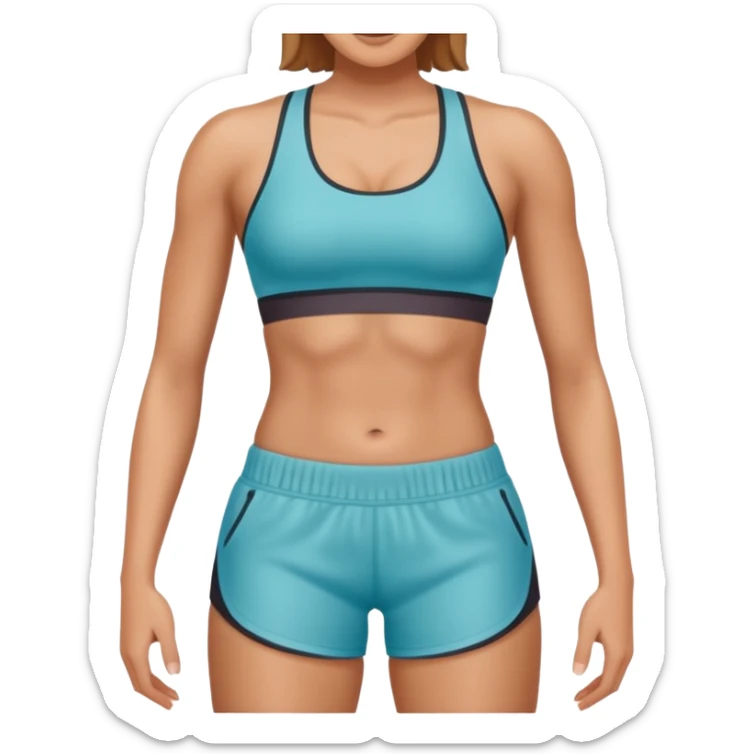 average woman's torso in athletic wear, sports bra and shorts sticker