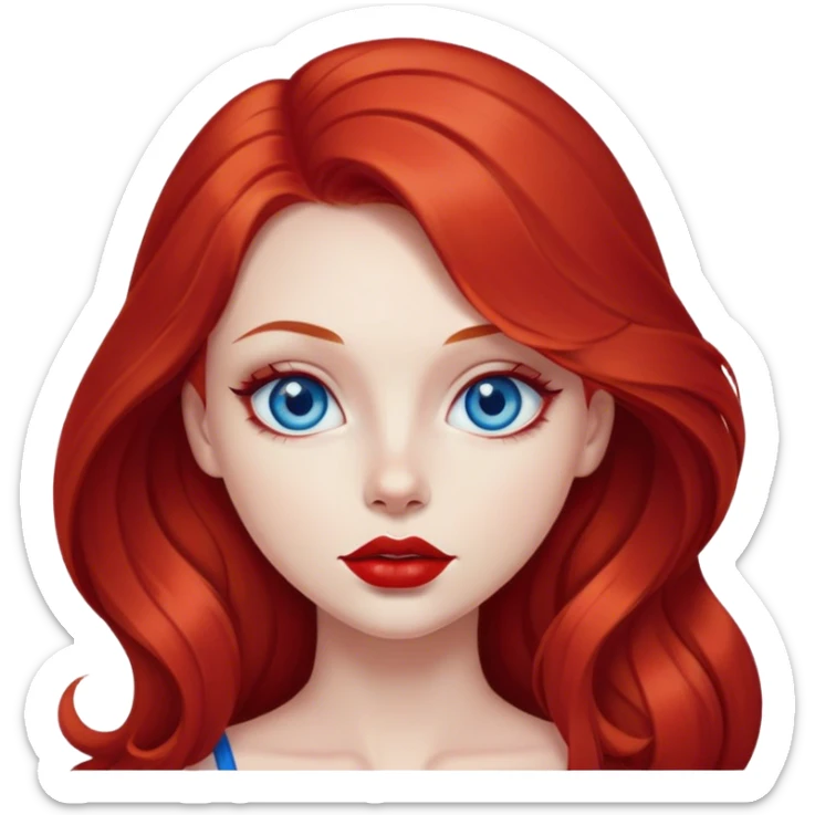 Red hair girl, with long hair, big red lips and blue eyes sticker