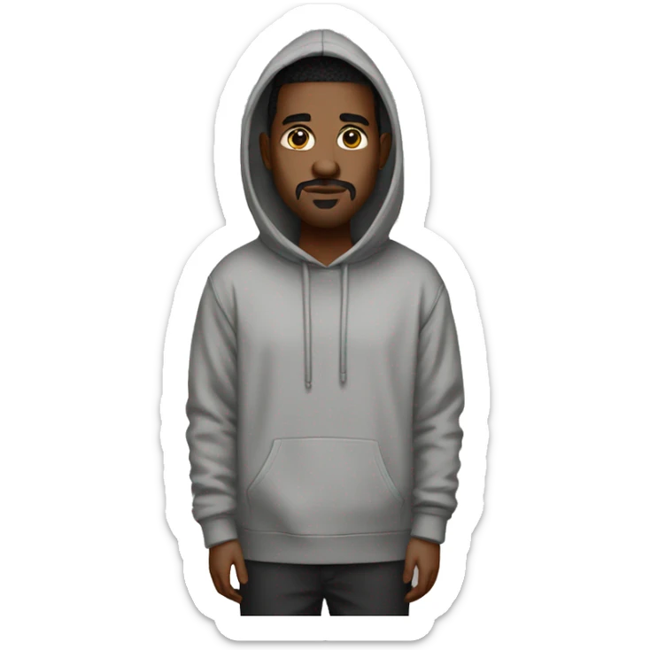 A man with a big crop hoodie and with dark long sock (Yeezy pods) sticker