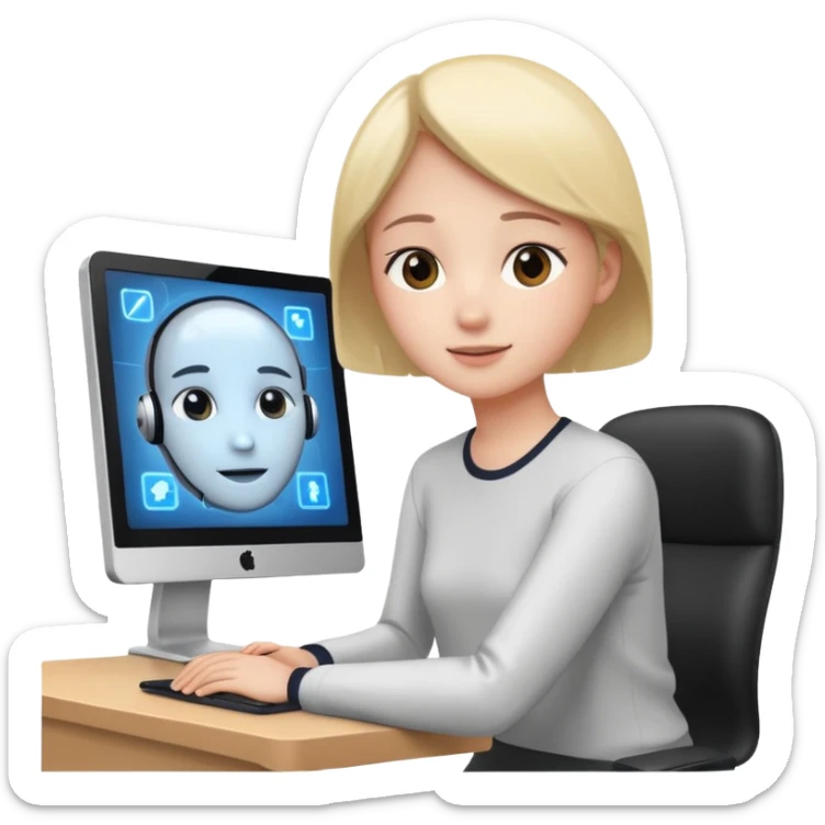 i want an emoje a person had completed his interview which is taken by Artificial interlligence in a computer sticker