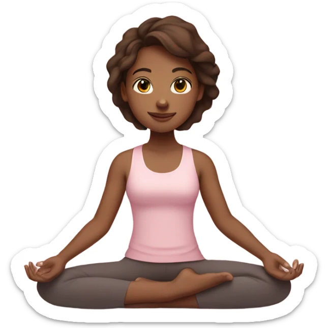 yoga girl light pink clothes with brown hair sticker