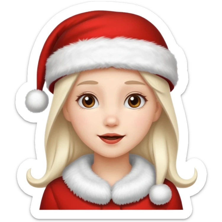 clean and vanilla girl with santa claus hat like holiday mood, christmas!! sticker