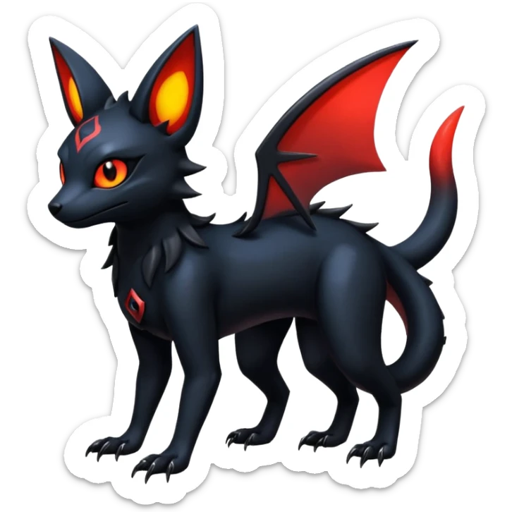 Shiny Dark Edgy Gothic Gloomy Futuristic Salandit-Umbreon-Noibat-Litten-Hybrid (Full body) sticker