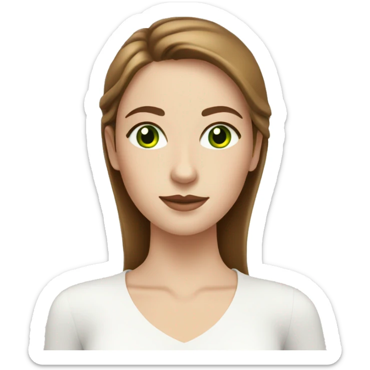 A white woman with brown hair and green eyes doing skincare sticker