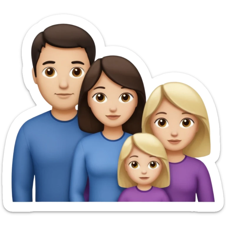 Familia de 4 personas : Hombre gordito pelo oscuro, Mujer pelo cafe, hija 1 pelo mono , hija 2 pelo oscuro. sticker