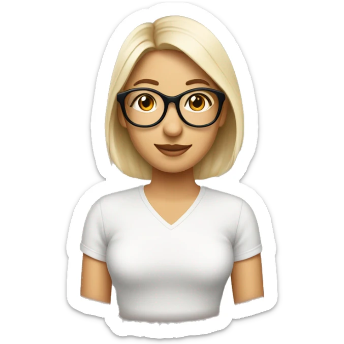 diseñadora grafica pelinegra lisa  y con gafas ojos cafes de tez blanca sticker