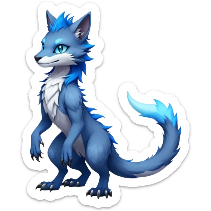 dark cool edgy fantasy ethereal feline-vernid-sergal-fursona animal creature with a tufted tail full body sticker