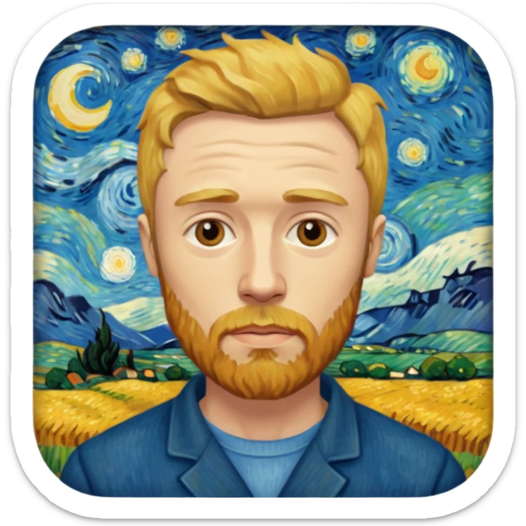 I portrait of me in the style of a Van Gogh painting  sticker