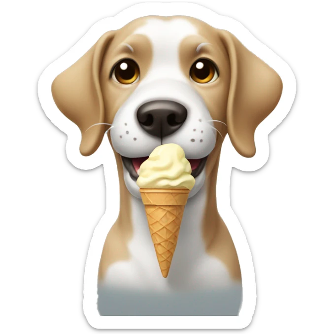 Dog eating ice cream  sticker